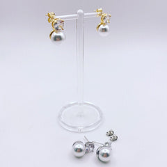 Pearl Cubic Duplex Earrings