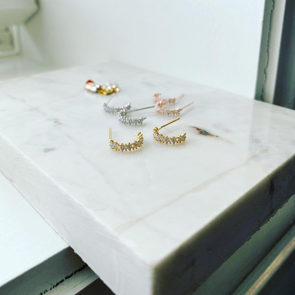 Round Bejeweled Hoop Earrings