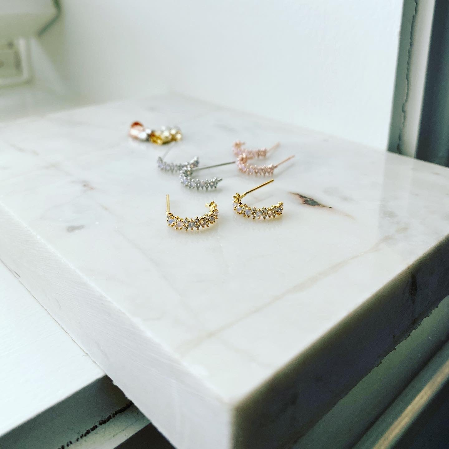 Round Bejeweled Hoop Earrings