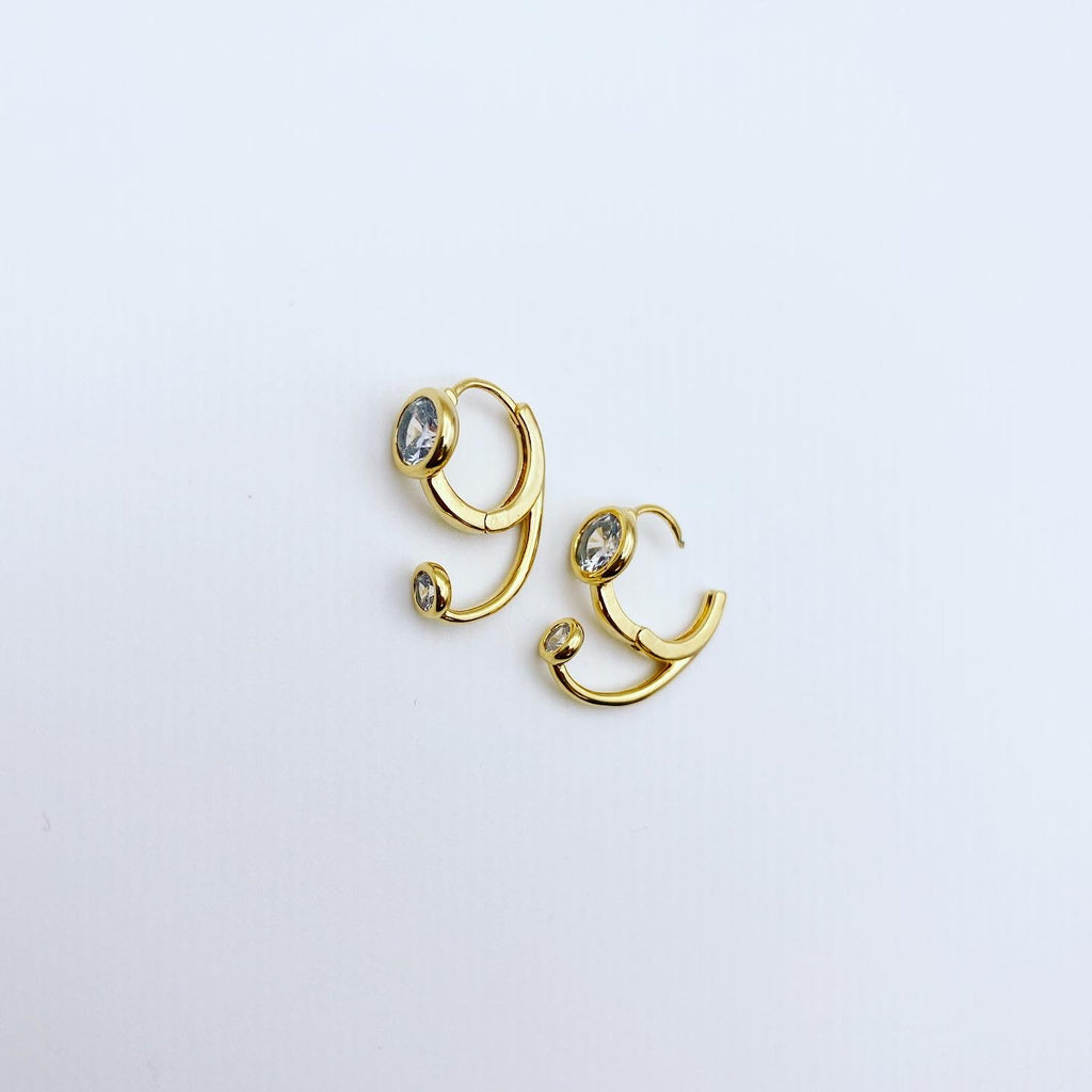 Huggie Hoop Earrings: Cubic Stack