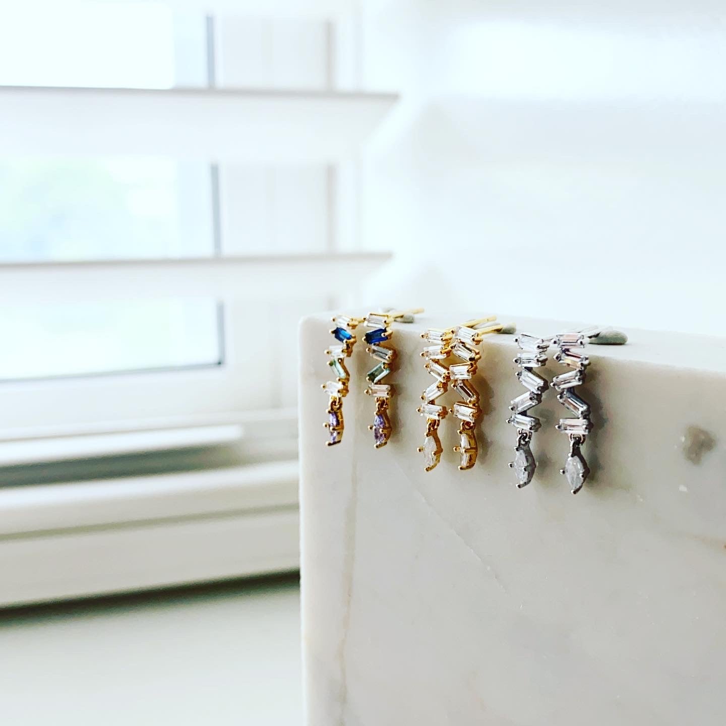 Falling Baguette Earrings