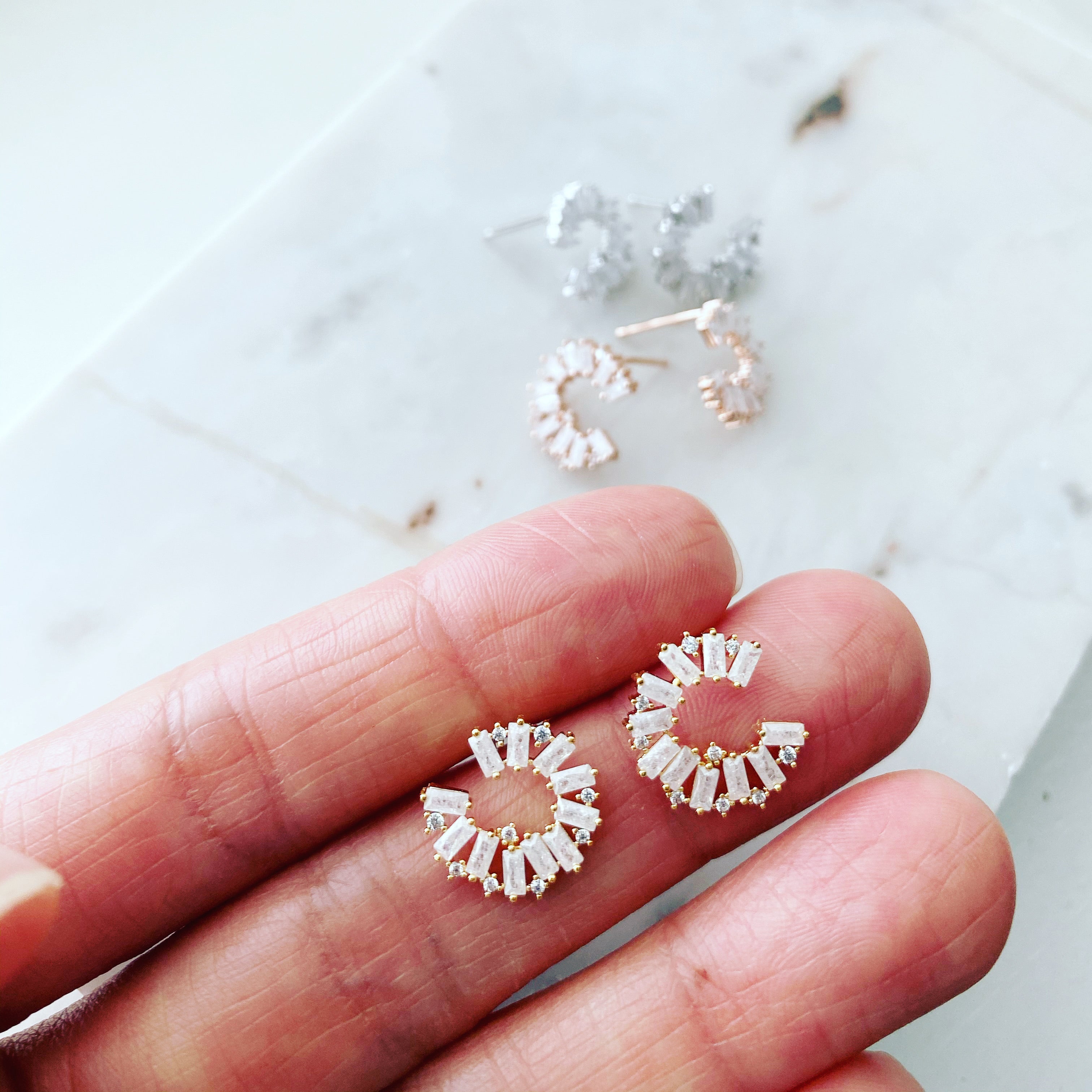 C-Shape Baguette Earrings