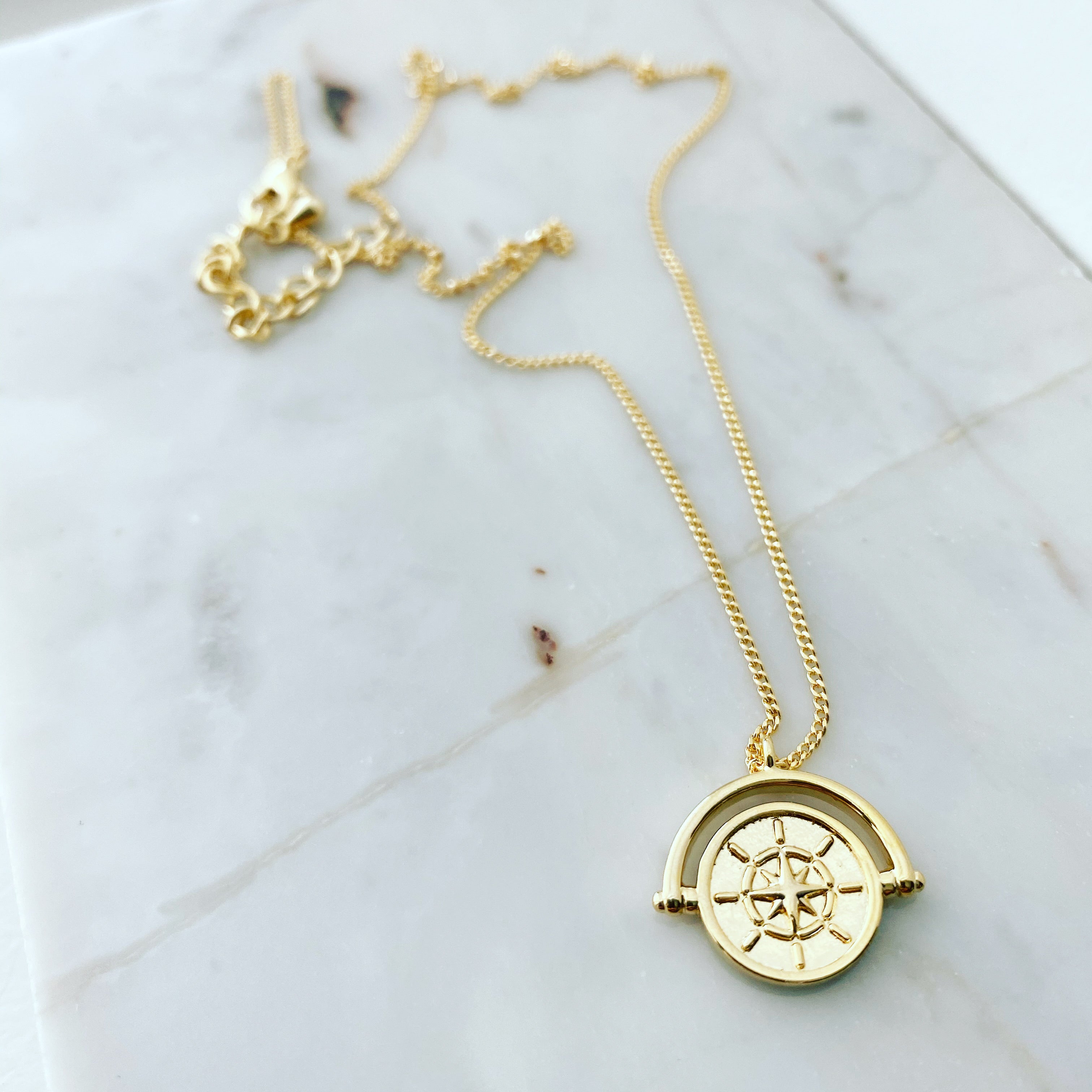 Vintage Compass Coin Necklace