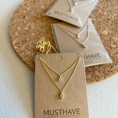 Marquise + Cubic (Double Strand) Necklace
