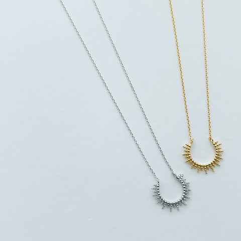 Dotty Sunburst Arc Necklace