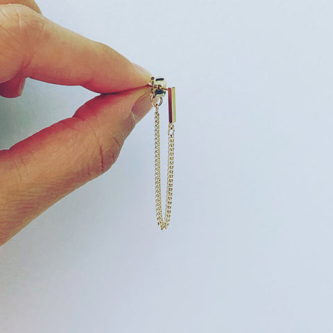 Solid Bar Chain Connection Earrings
