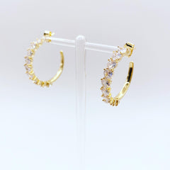 Tennis Heart Hoop Earrings