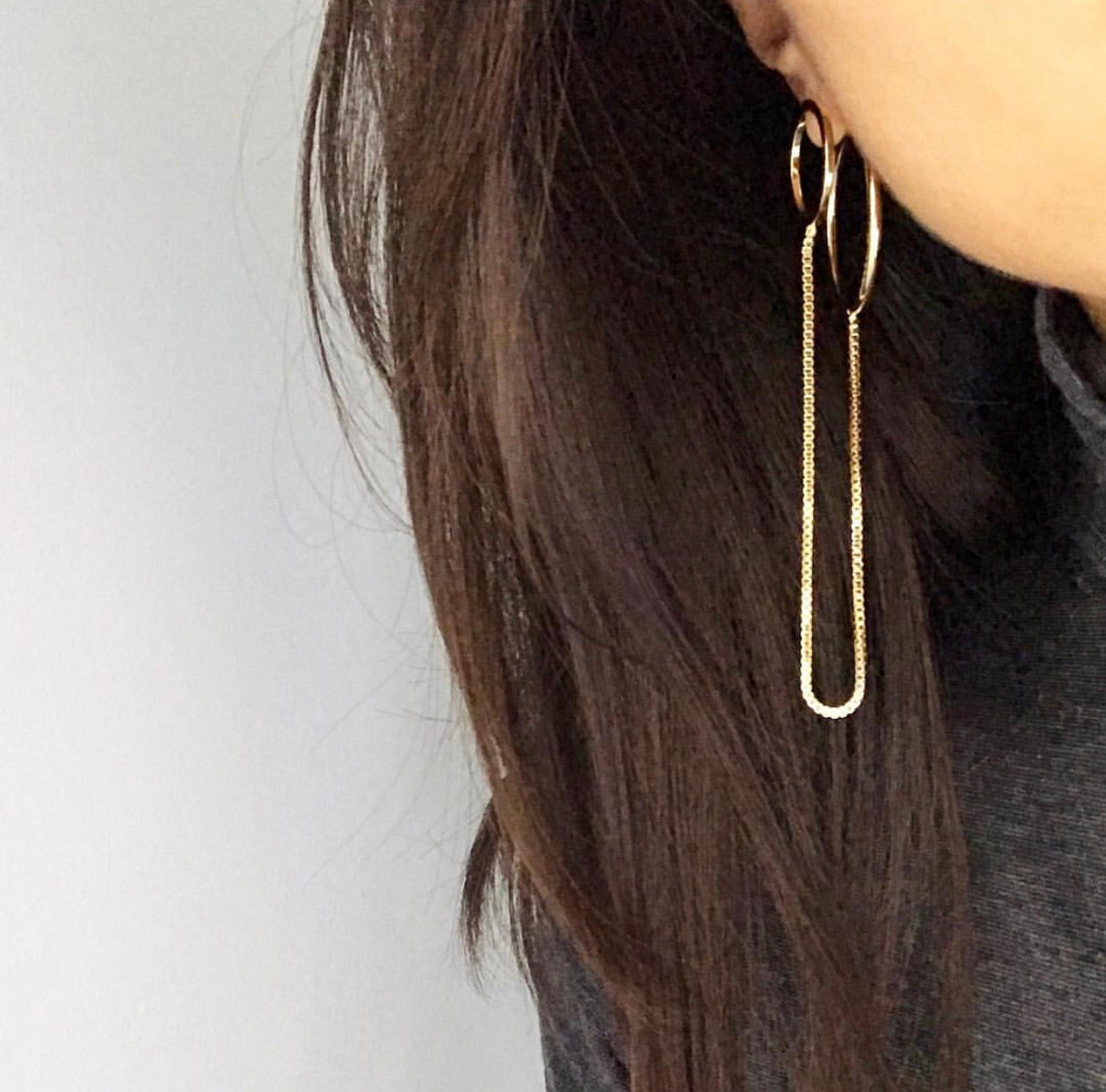 Box Chain Connector Earrings