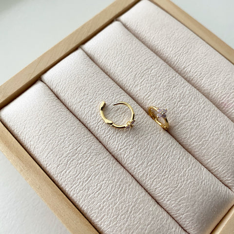 Huggie Hoop Earrings: Single Flower