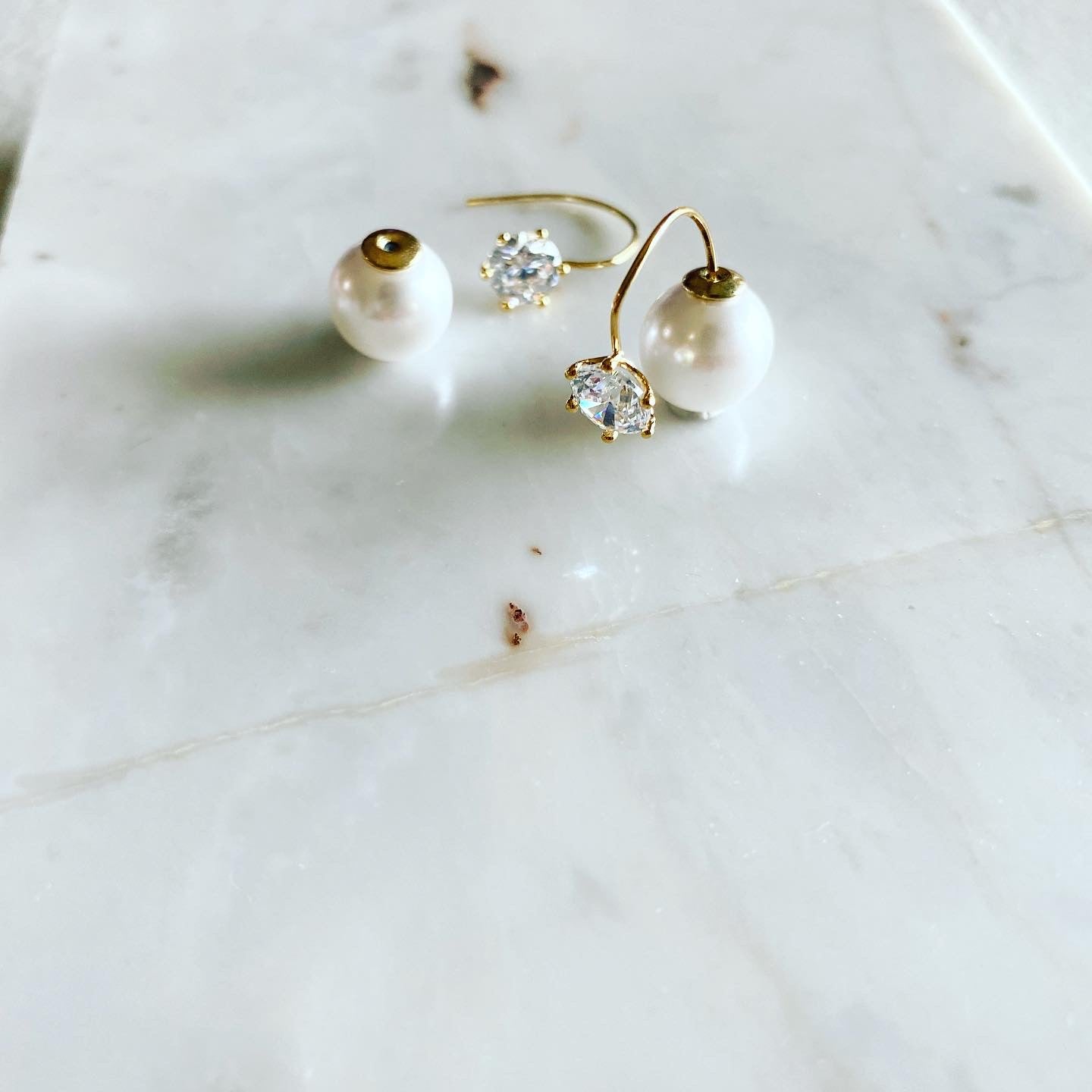 Front-Back: Bell Pearl Earrings