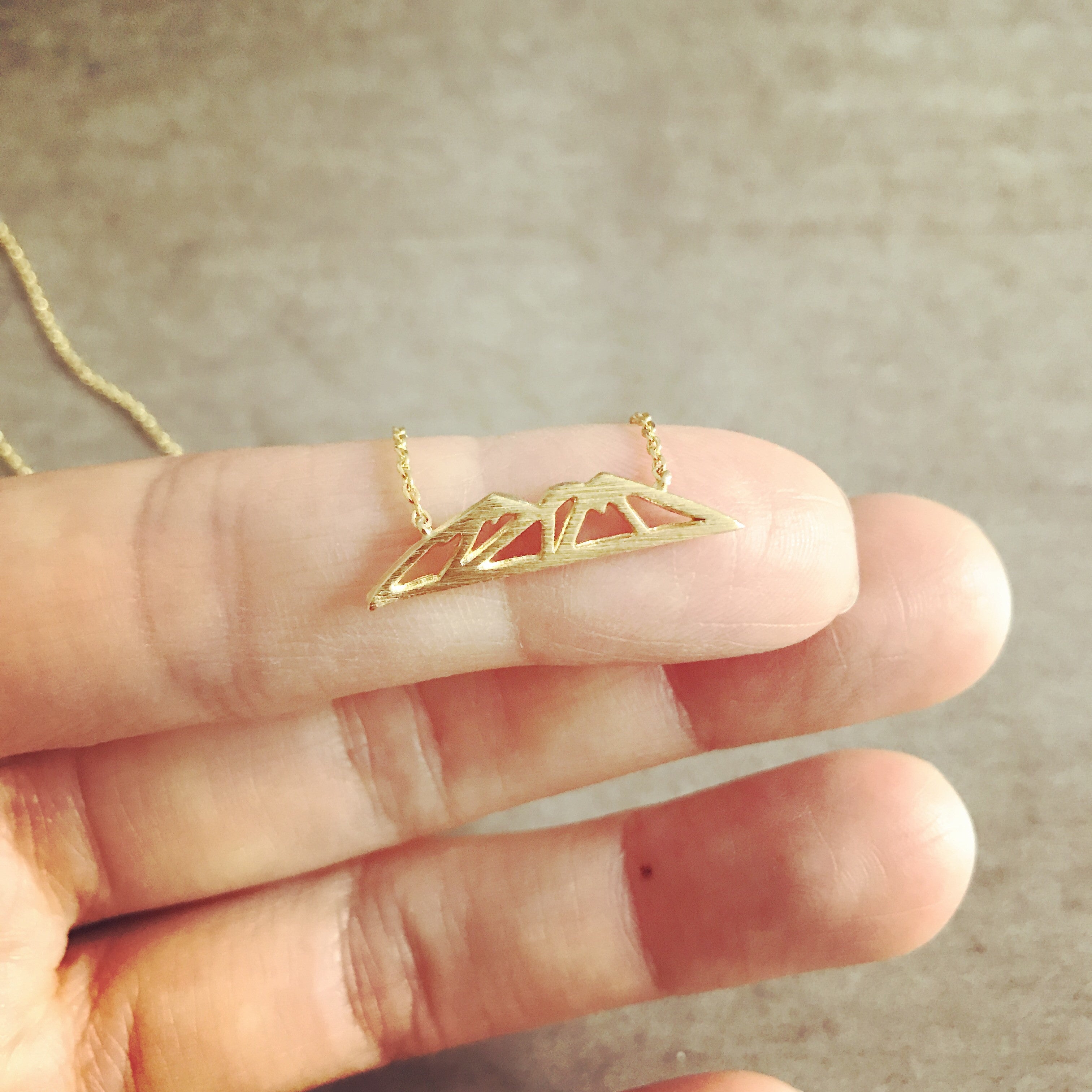 Mountain Pendant Necklace, Tiny Minimalist Necklace, Mountain Range  Silhouette Nature Jewelry, on Luulla