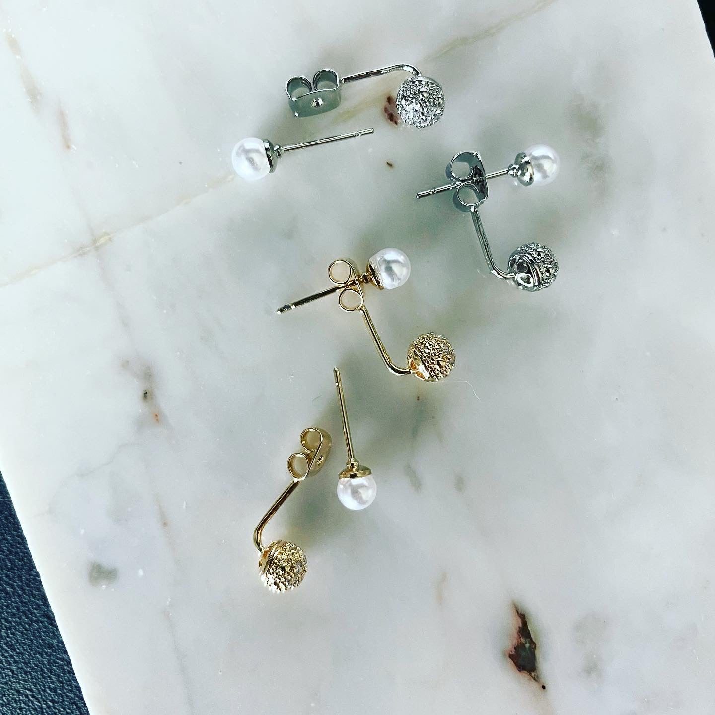 Front-Back: Pearl Ball Earrings