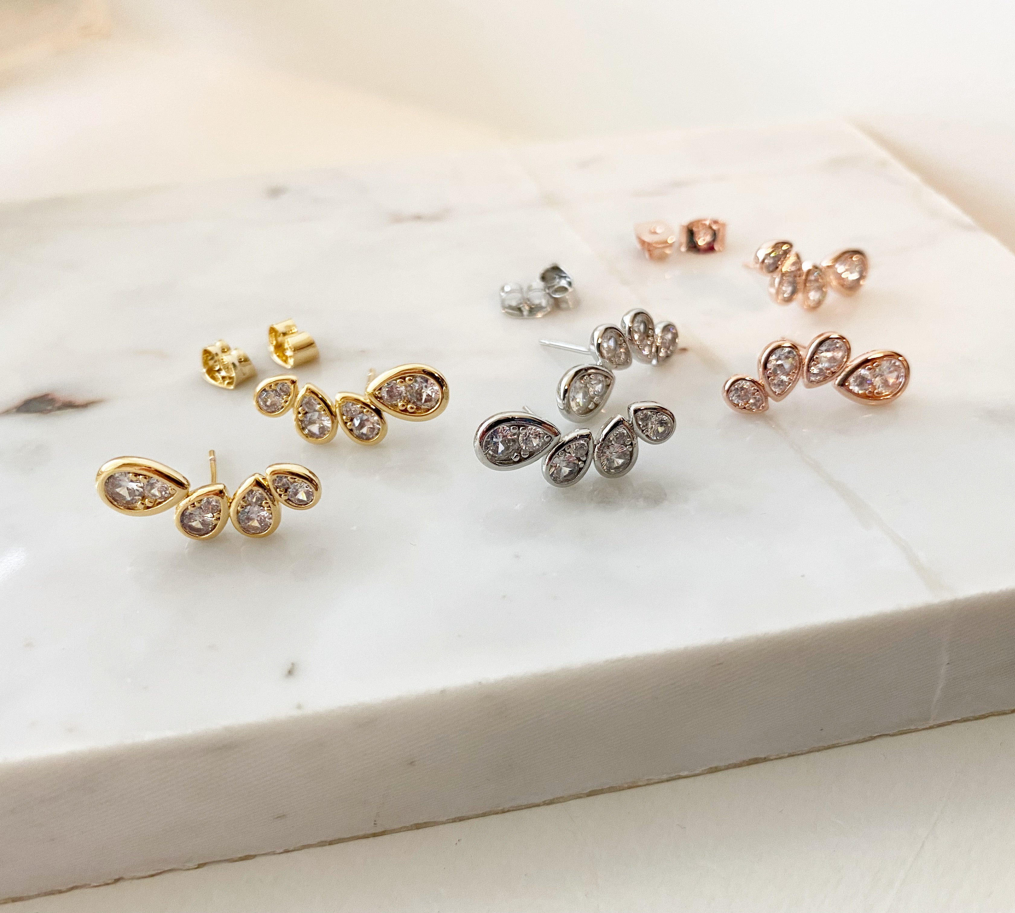 Teardrop Fan Climber Earrings
