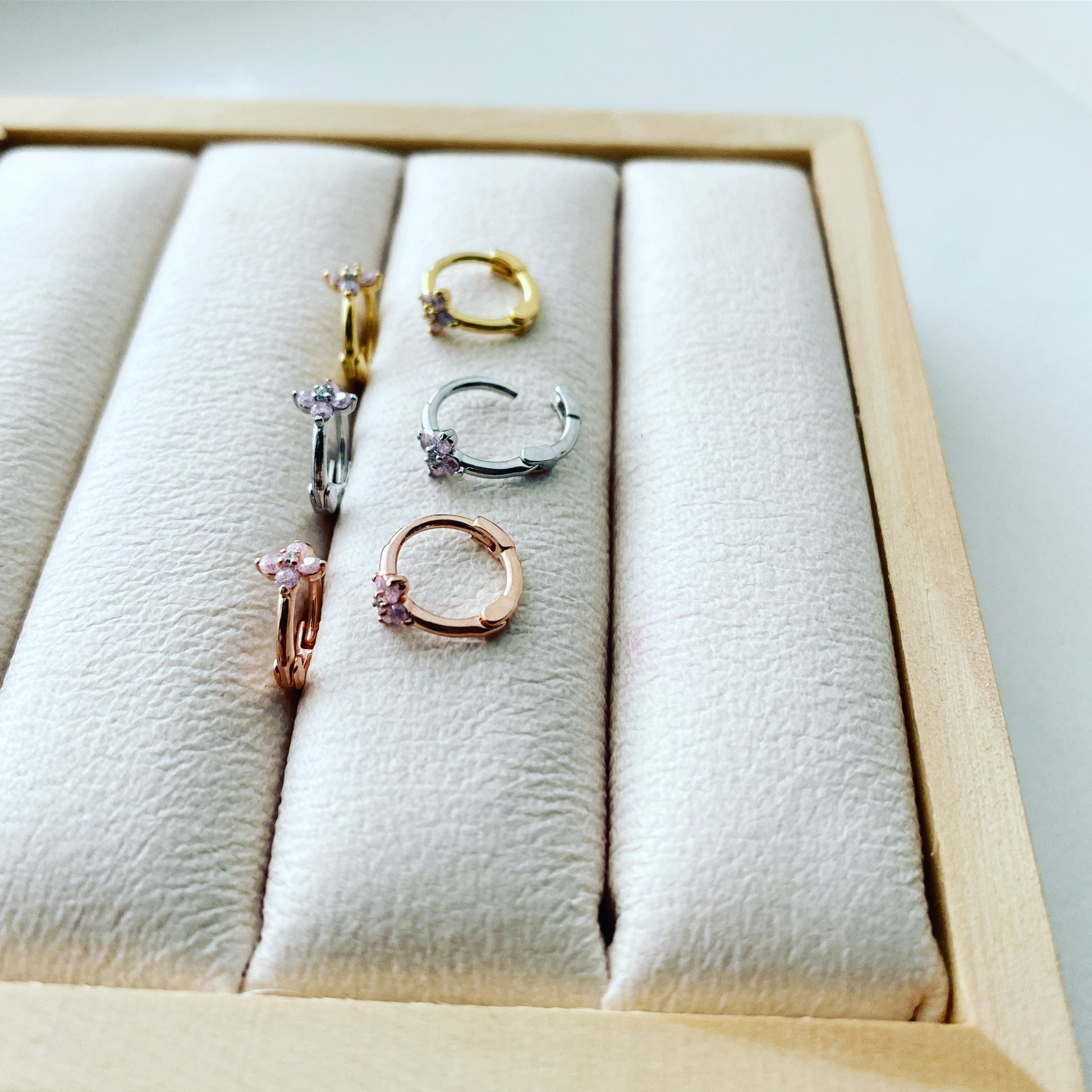 Huggie Hoop Earrings: Single Flower