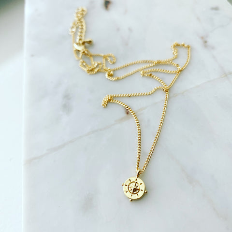 Mini Compass Coin Necklace