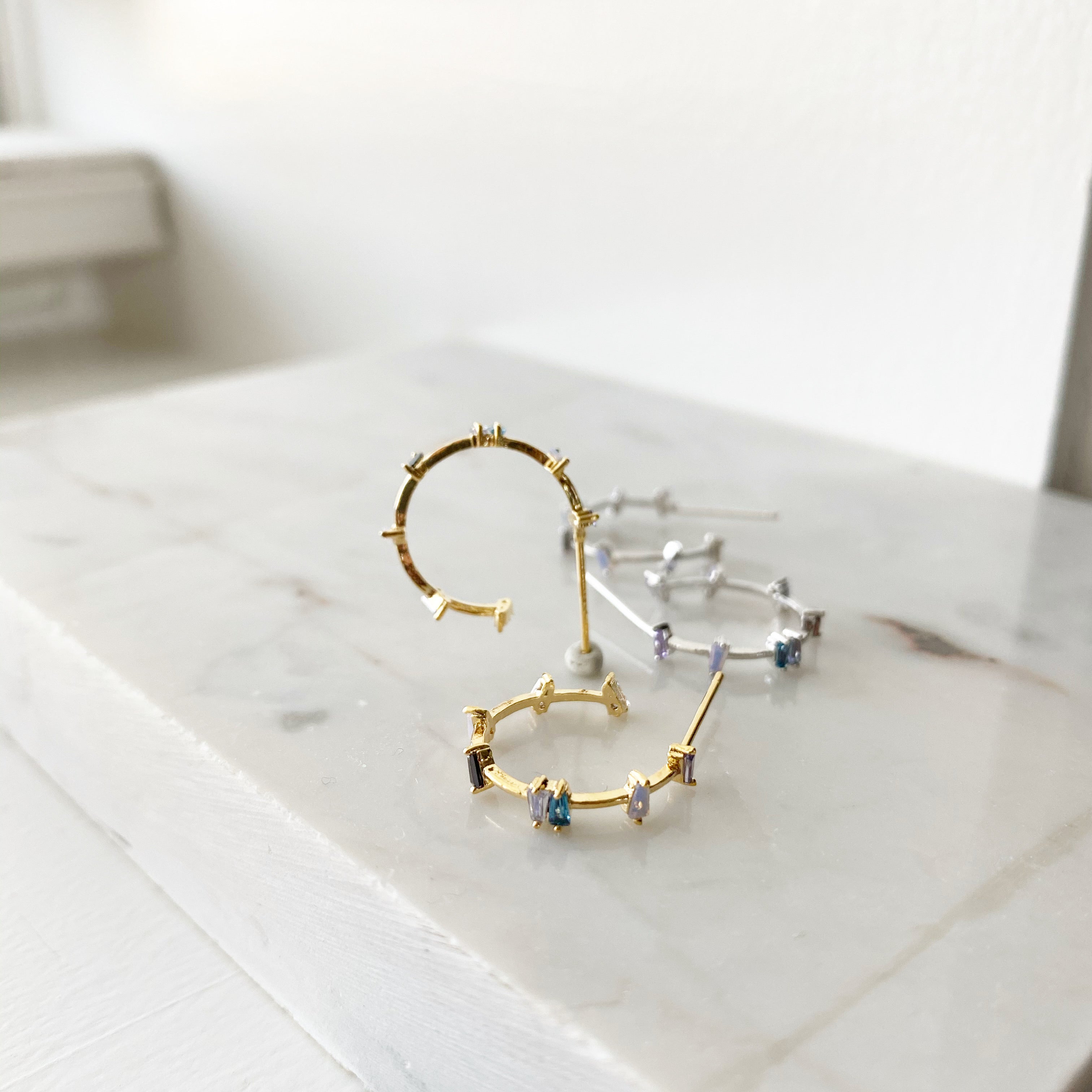 Baguette Confetti Hoop Earrings