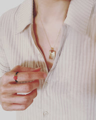 Fluted Rectangle Medallion Necklace