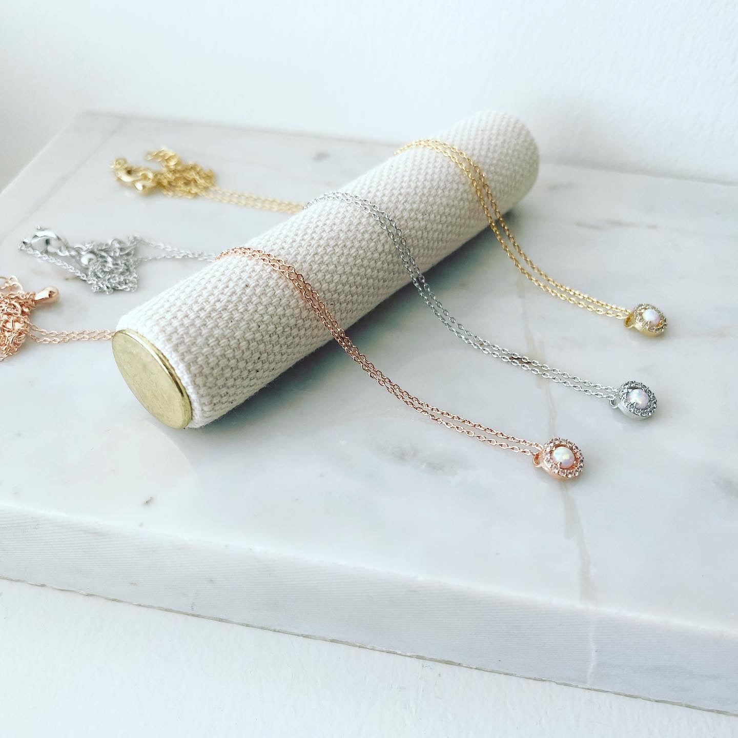 Micro Pavé Opal Necklace