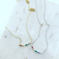 Rainbow Studded Curve Necklace