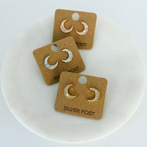 Moon Baguette Earrings