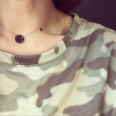 Flawless Disc Necklace - Black CZ