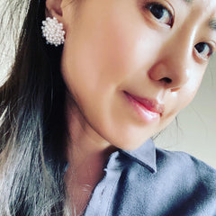 Pearl Button Earrings