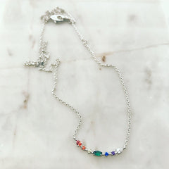 Rainbow Studded Curve Necklace