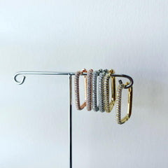 Pave Rectangular Hoop Earrings