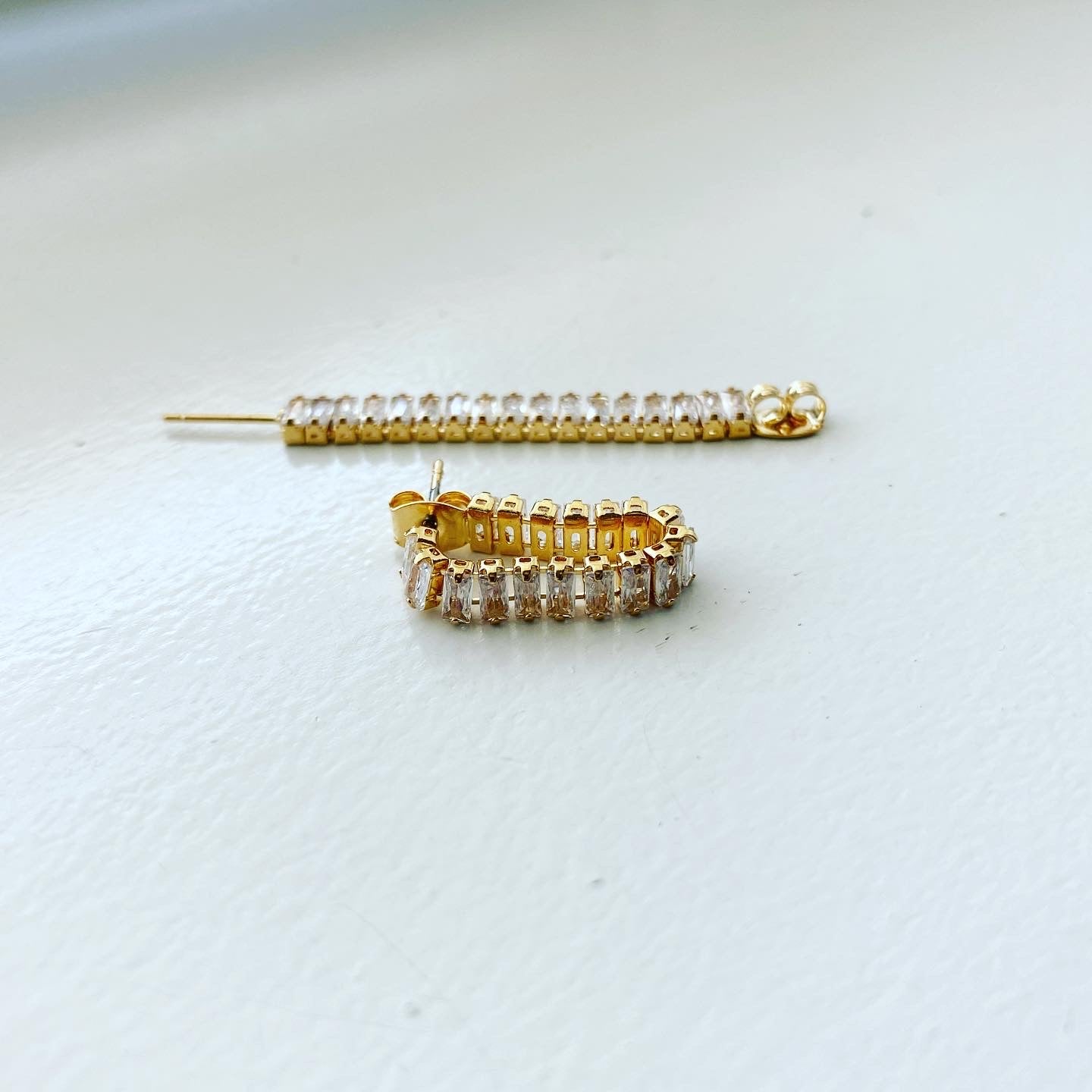 Baguette Track Connection Earrings