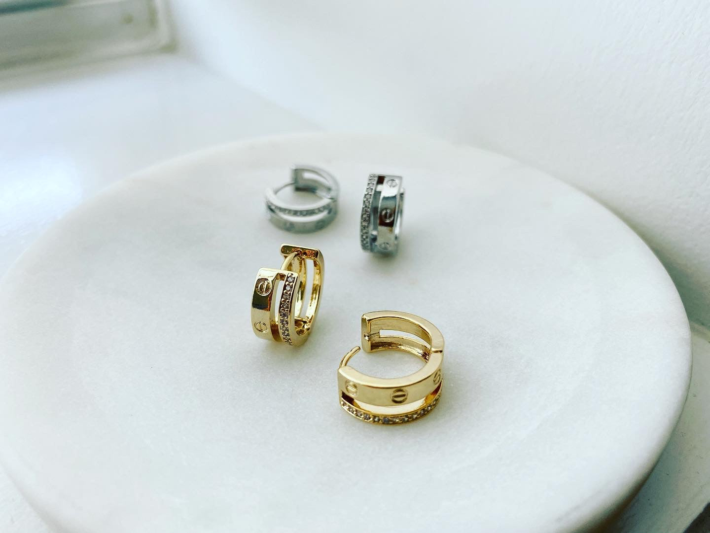 Huggie Hoop Earrings: Pavé Iconic LOVE