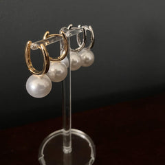 Pearl Oval Hoop Earrings