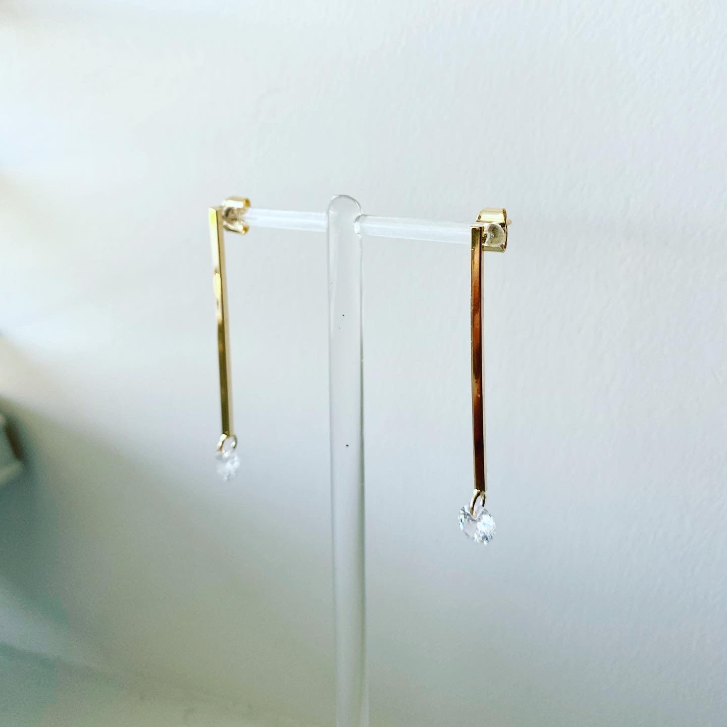 Long Bar Crystal Drop Earrings