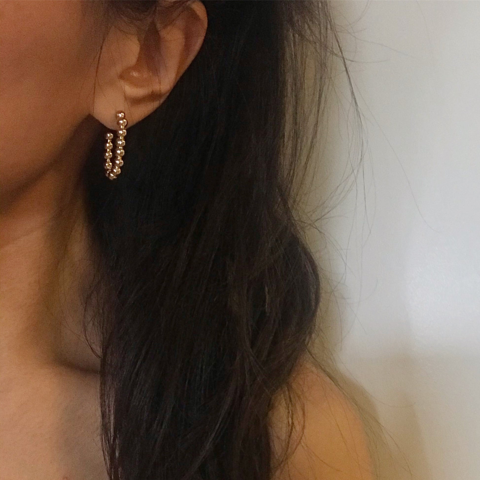 Dotty Beaded Oval Hoop Earrings