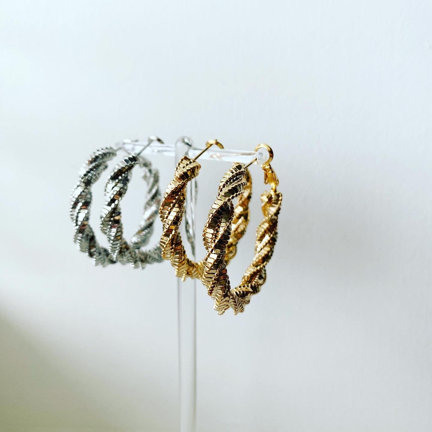 Box Chain Wrap Hoop Earrings