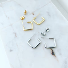 Huggie Hoop Earrings: Square Boss