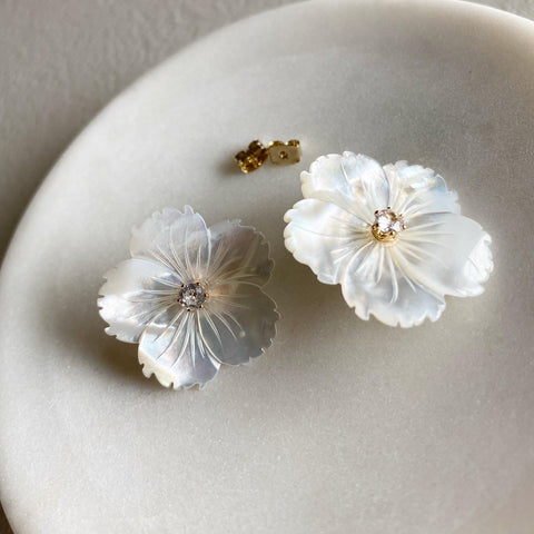Mother of Pearl Flower Earrings