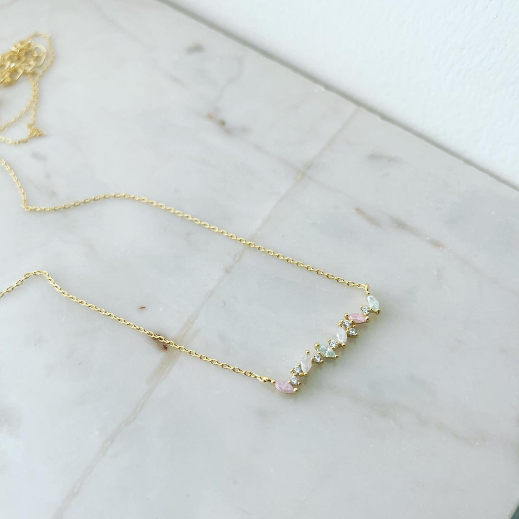 Marquise Cluster Bar Necklace