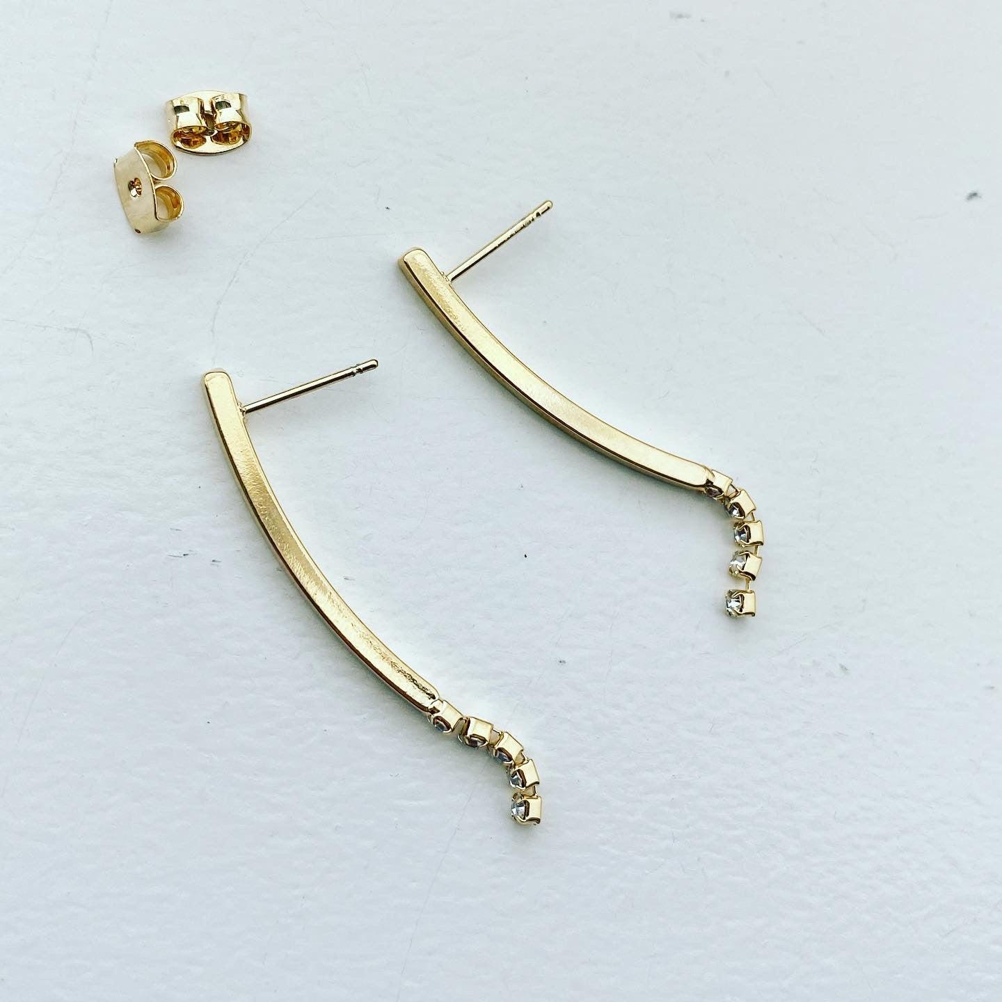 Long Bar Bling Trim Earrings