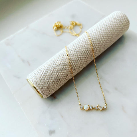 Opal Cluster Bar Necklace