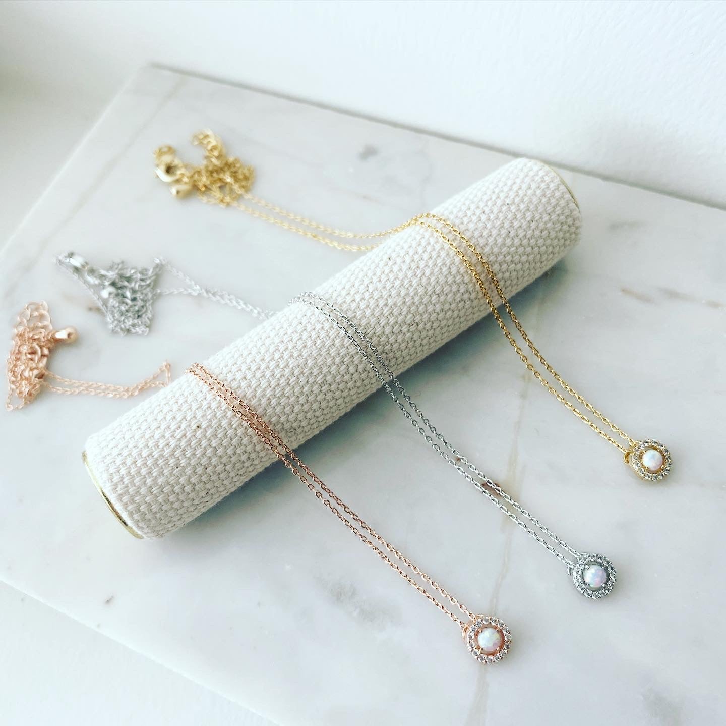 Micro Pavé Opal Necklace