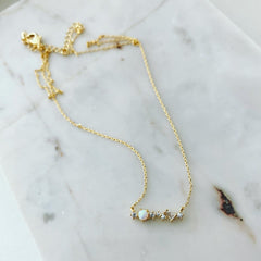 Opal Cluster Bar Necklace