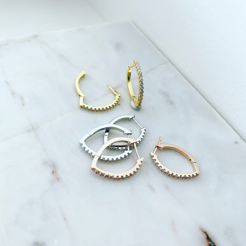 Pave Teardrop Hoop Earrings