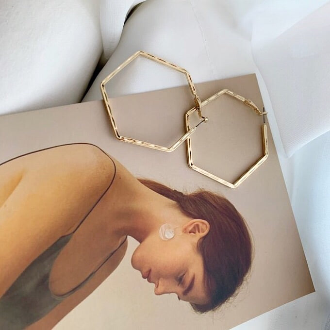 Hexagon Hoop Earrings