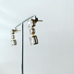 Triple Tier Square Circle Earrings