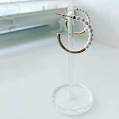 Pearl Halfway Hoop Earrings