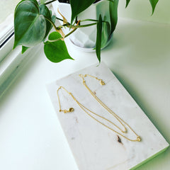 Moonstone + Cubic (Double Strand) Necklace