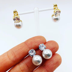 Pearl Cubic Duplex Earrings