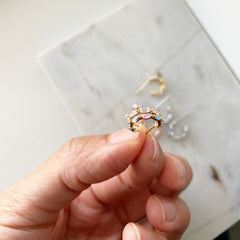 Double Row CZ Cluster Hoop Earrings