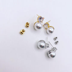 Pearl Cubic Duplex Earrings