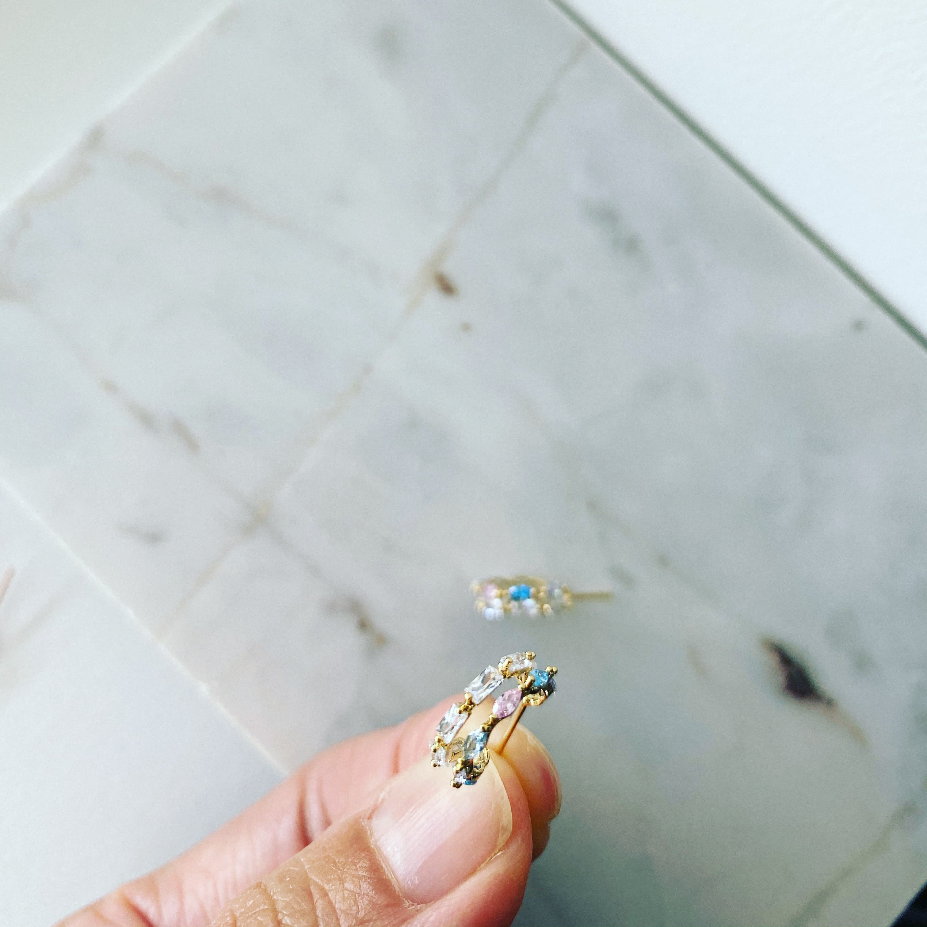 Double Row CZ Cluster Hoop Earrings